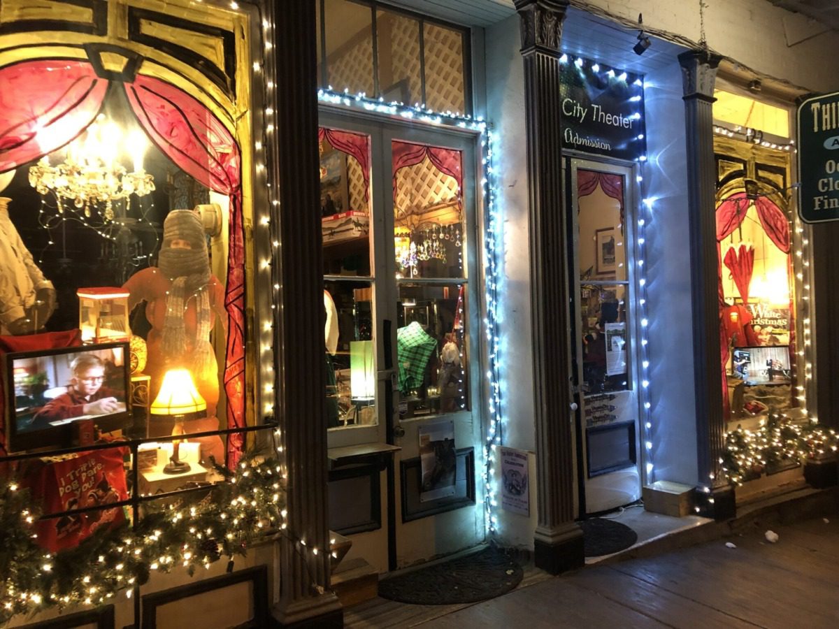Holiday display storefront in Virginia City.