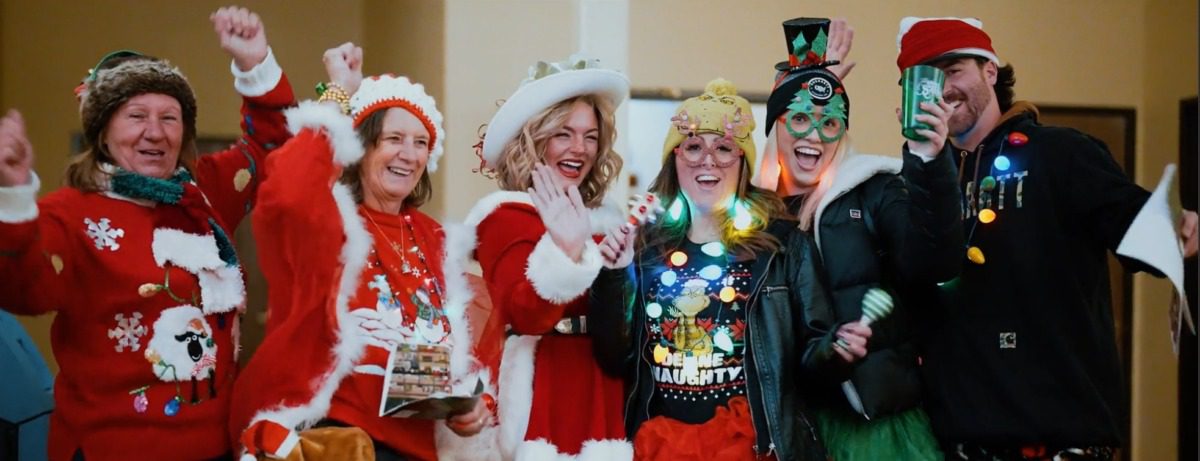 People celebrating Christmas in Virginia City.